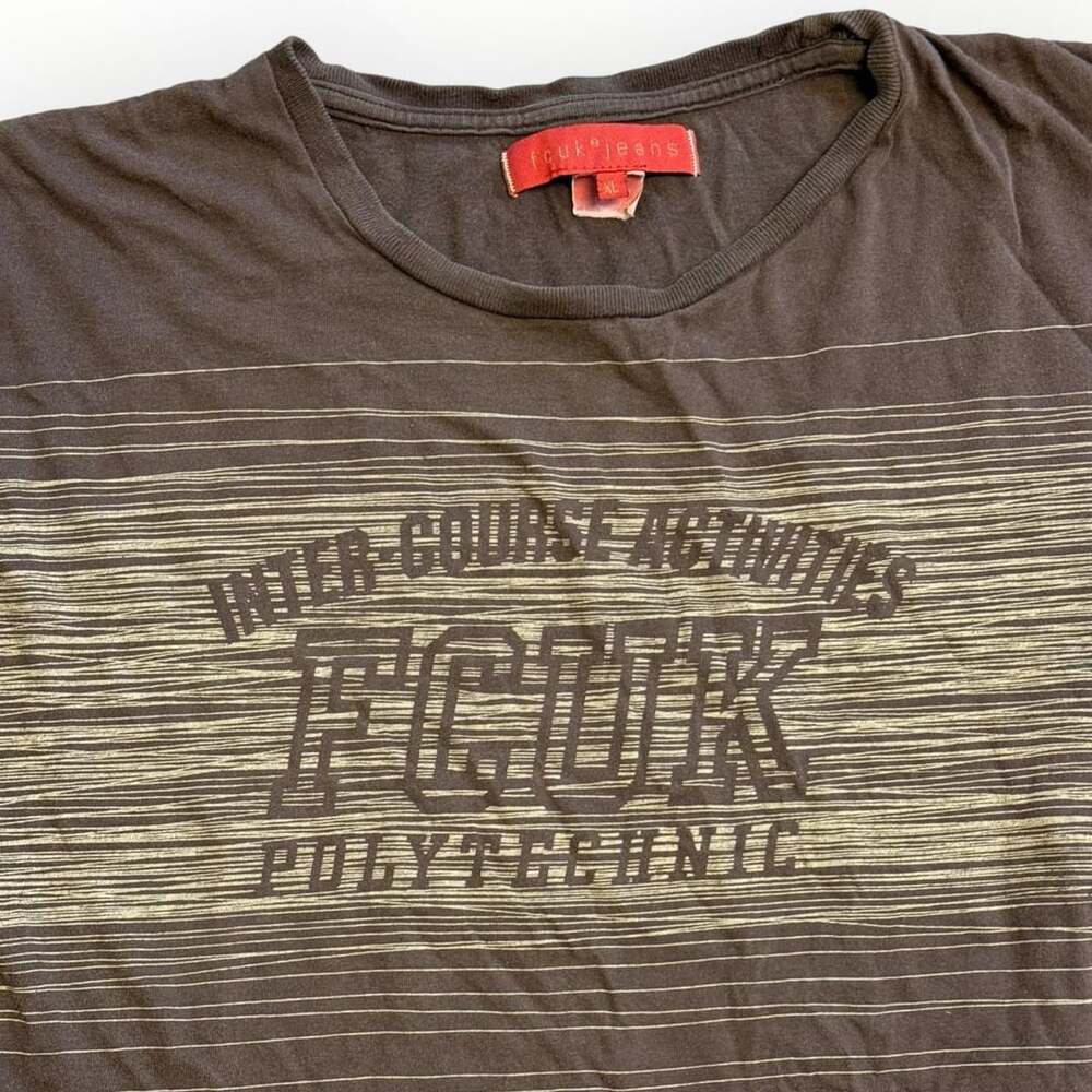 FCUK Jeans Inter-Course Activities Polytechnic Graphic T-Shirt Brown XL